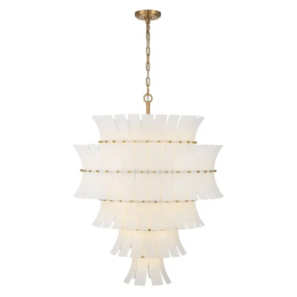 Abigail 29.5" Chandelier in Aged Brass with Blue Glass - Image 10