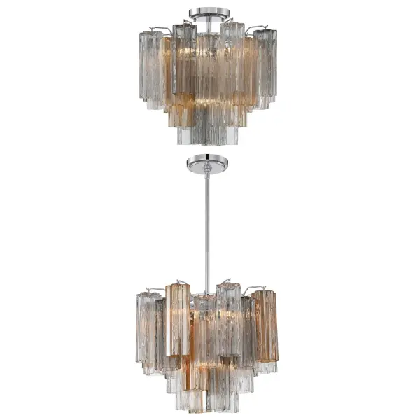 Addis 17.75" Chandelier in Polished Chrome with Autumn Glass - Image 12