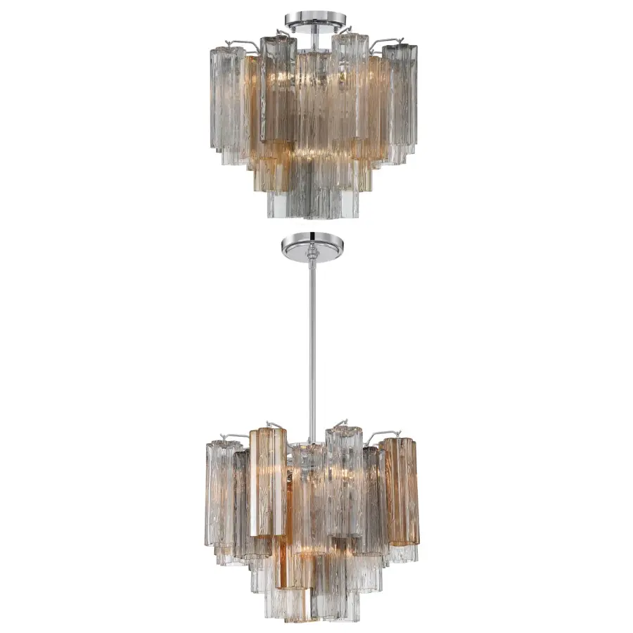 Addis 17.75" Chandelier in Polished Chrome with Autumn Glass - Image 12