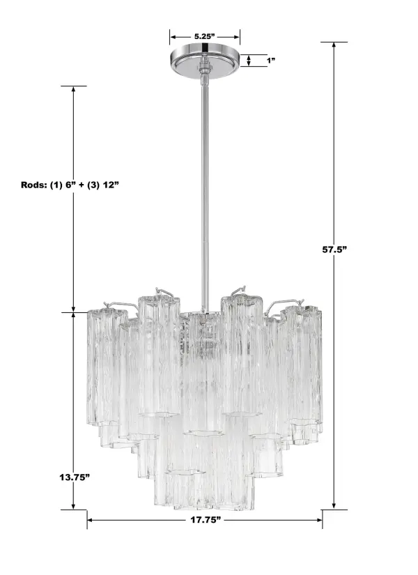 Addis 17.75" Chandelier in Polished Chrome with Autumn Glass - Image 23