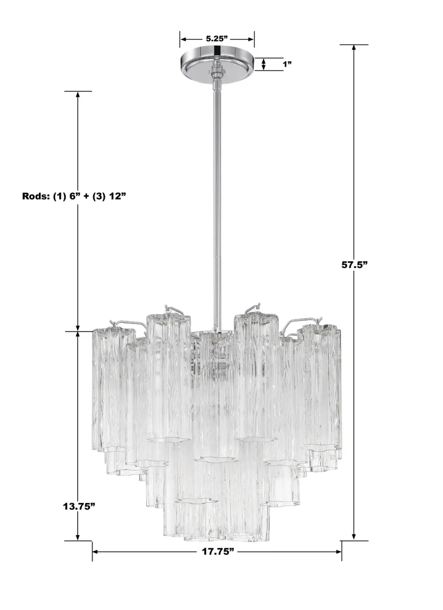 Addis 17.75" Chandelier in Polished Chrome with Autumn Glass - Image 23