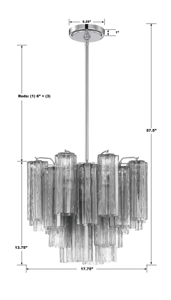 Addis 17.75" Chandelier in Polished Chrome with Autumn Glass - Image 31