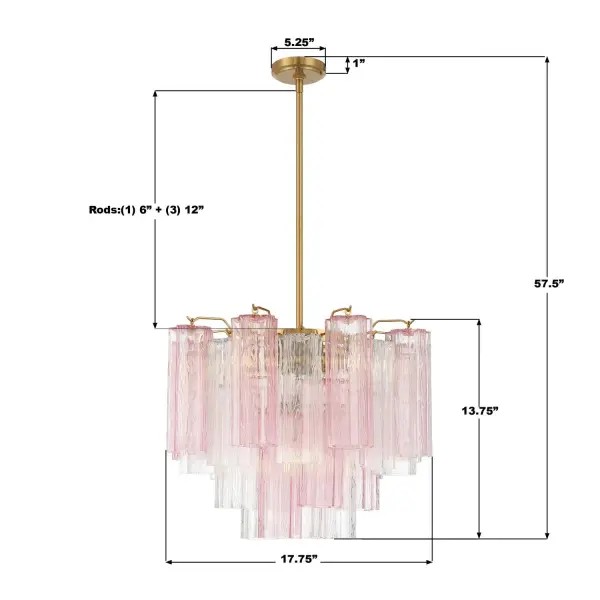 Addis 17.75" Chandelier in Polished Chrome with Autumn Glass - Image 47