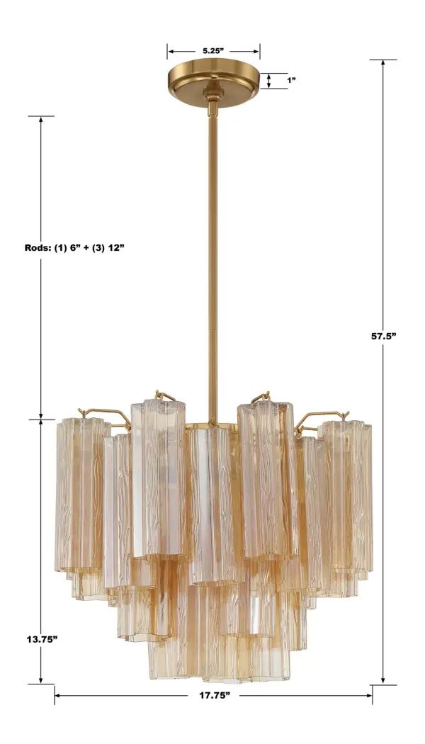 Addis 17.75" Chandelier in Polished Chrome with Autumn Glass - Image 55