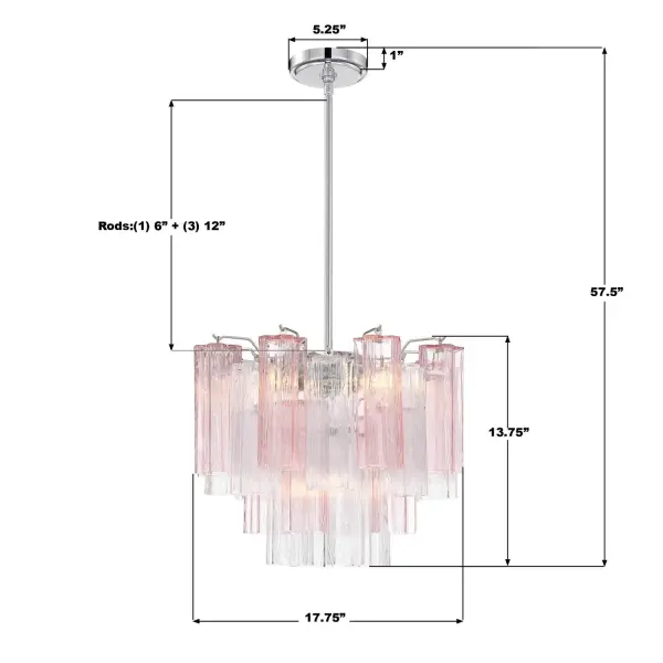 Addis 17.75" Chandelier in Polished Chrome with Autumn Glass - Image 7