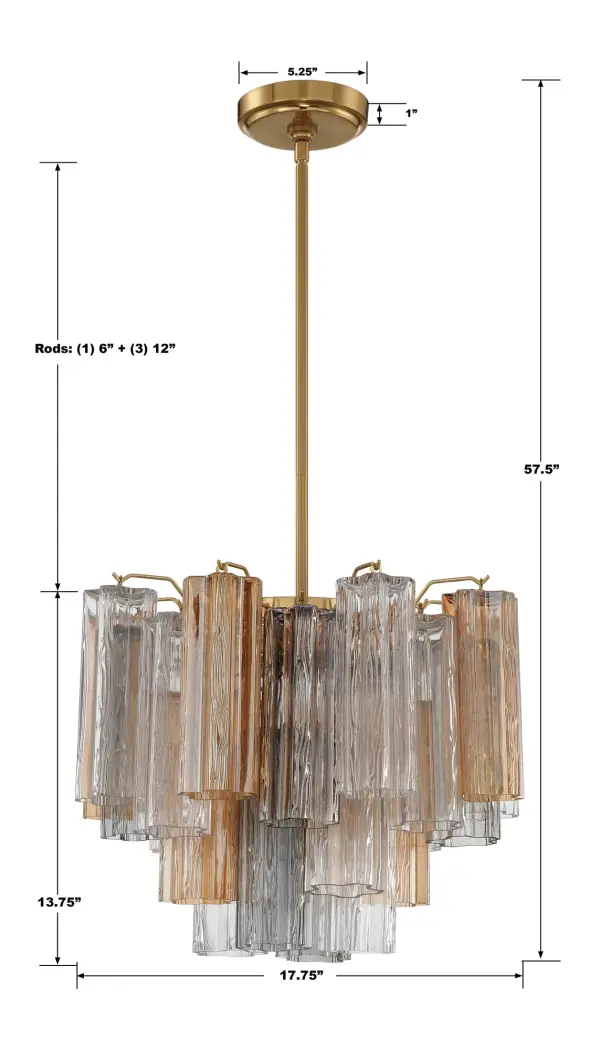 Addis 17.75" Chandelier in Polished Chrome with Autumn Glass - Image 63