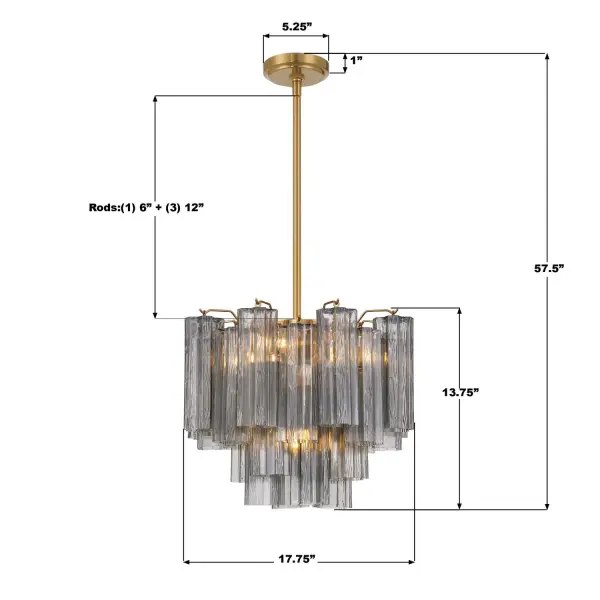Addis 17.75" Chandelier in Polished Chrome with Autumn Glass - Image 78