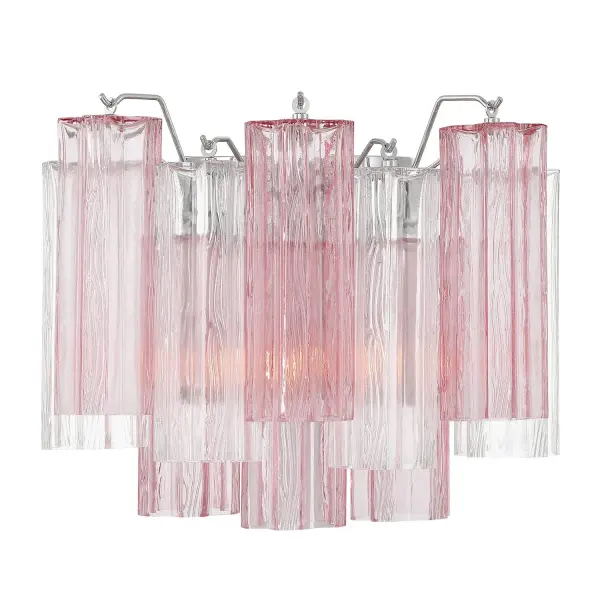 The Addis 14.5" Sconce reimagines the iconic Tronchi chandelier with a captivating 5-point star of textured glass tubes. Its polished chrome frame and autumn multicolor glass create a sophisticated focal point perfect for modern interiors.