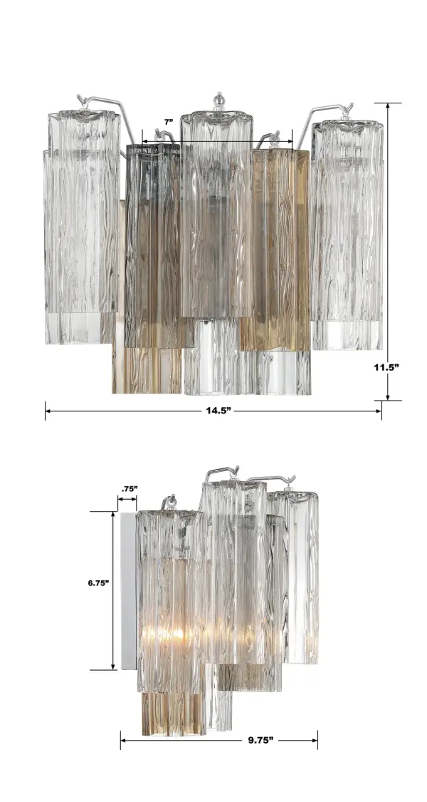 Addis 14.5" Wall Sconce in Polished Chrome with Autumn Glass - Image 12