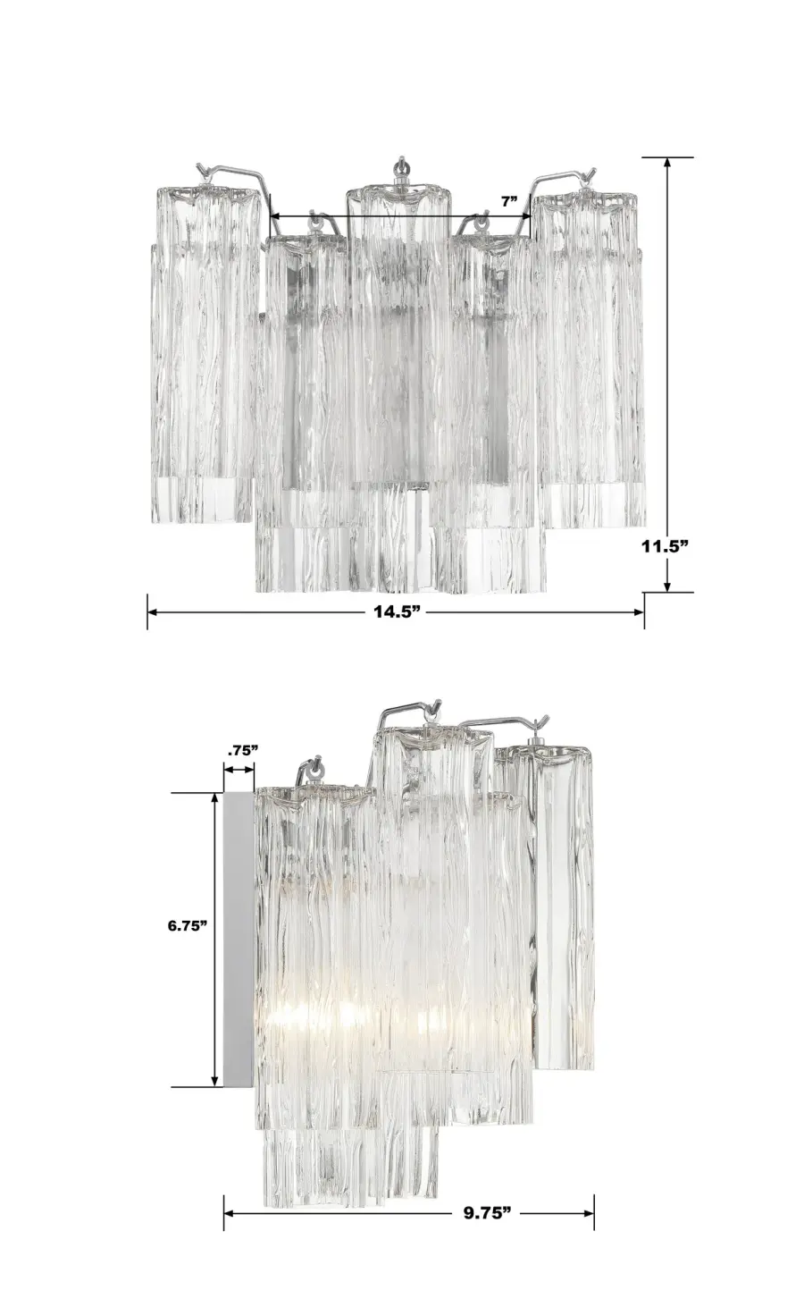 Addis 14.5" Wall Sconce in Polished Chrome with Autumn Glass - Image 17