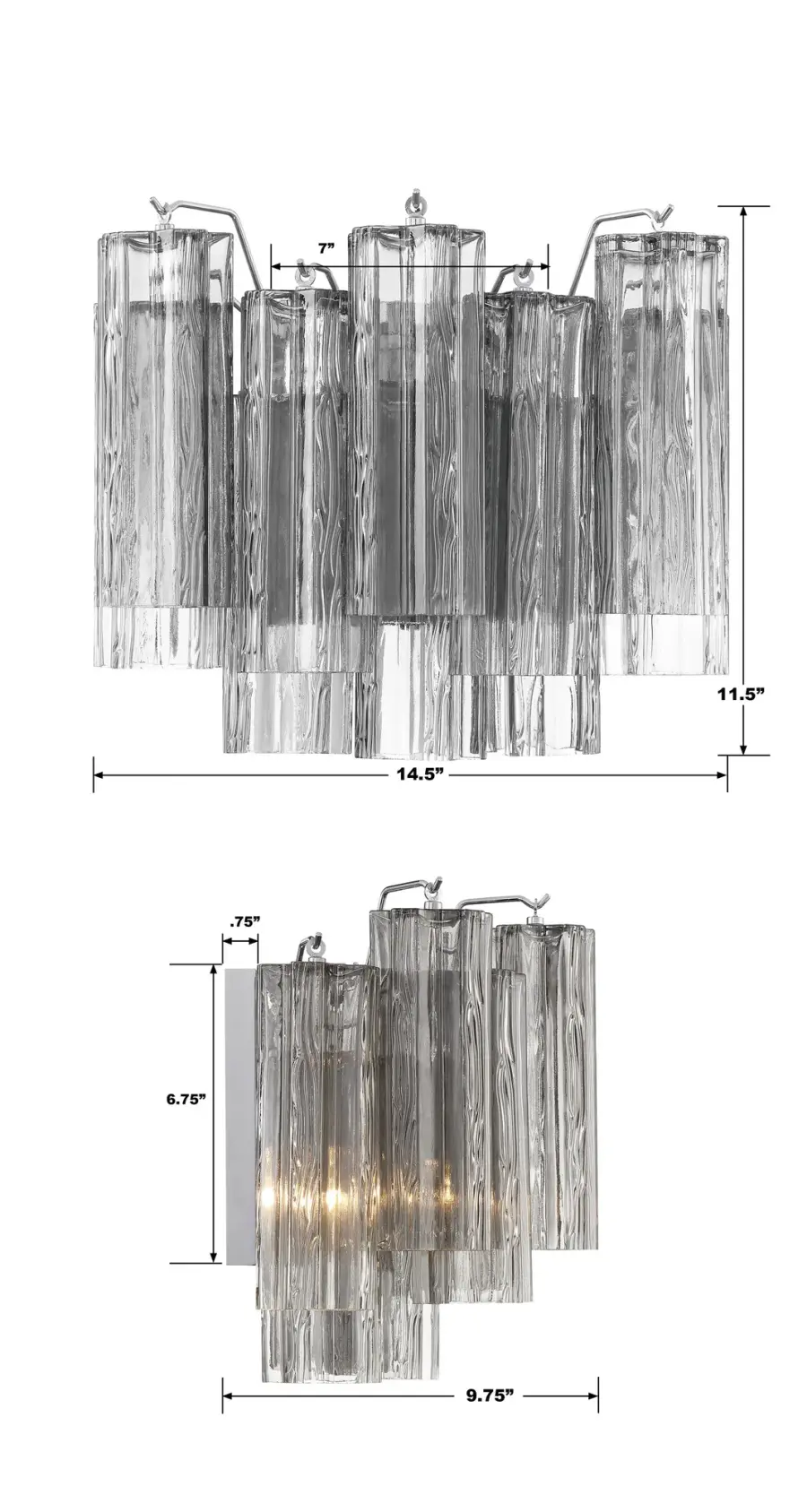 Addis 14.5" Wall Sconce in Polished Chrome with Autumn Glass - Image 22