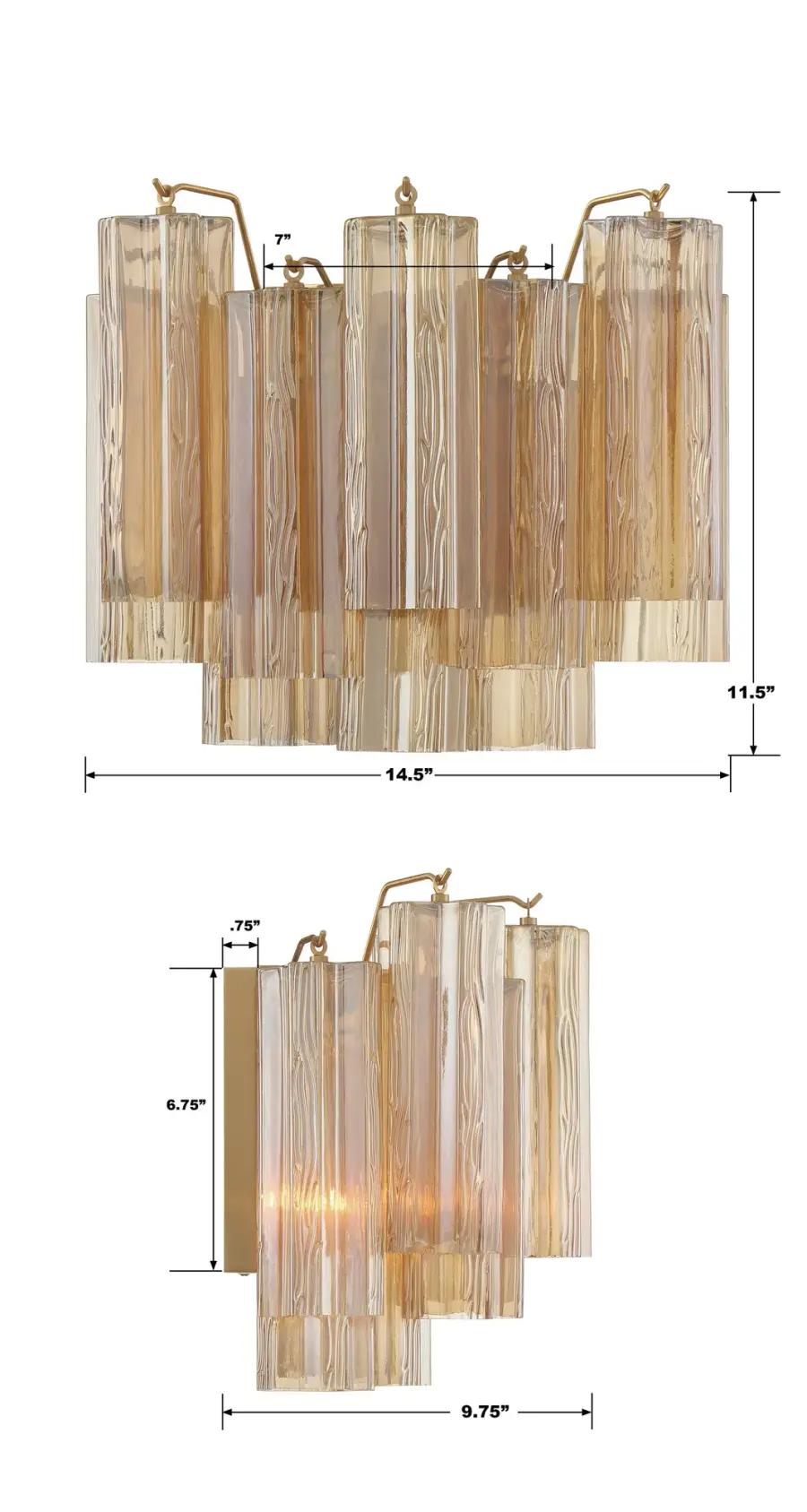 Addis 14.5" Wall Sconce in Polished Chrome with Autumn Glass - Image 40