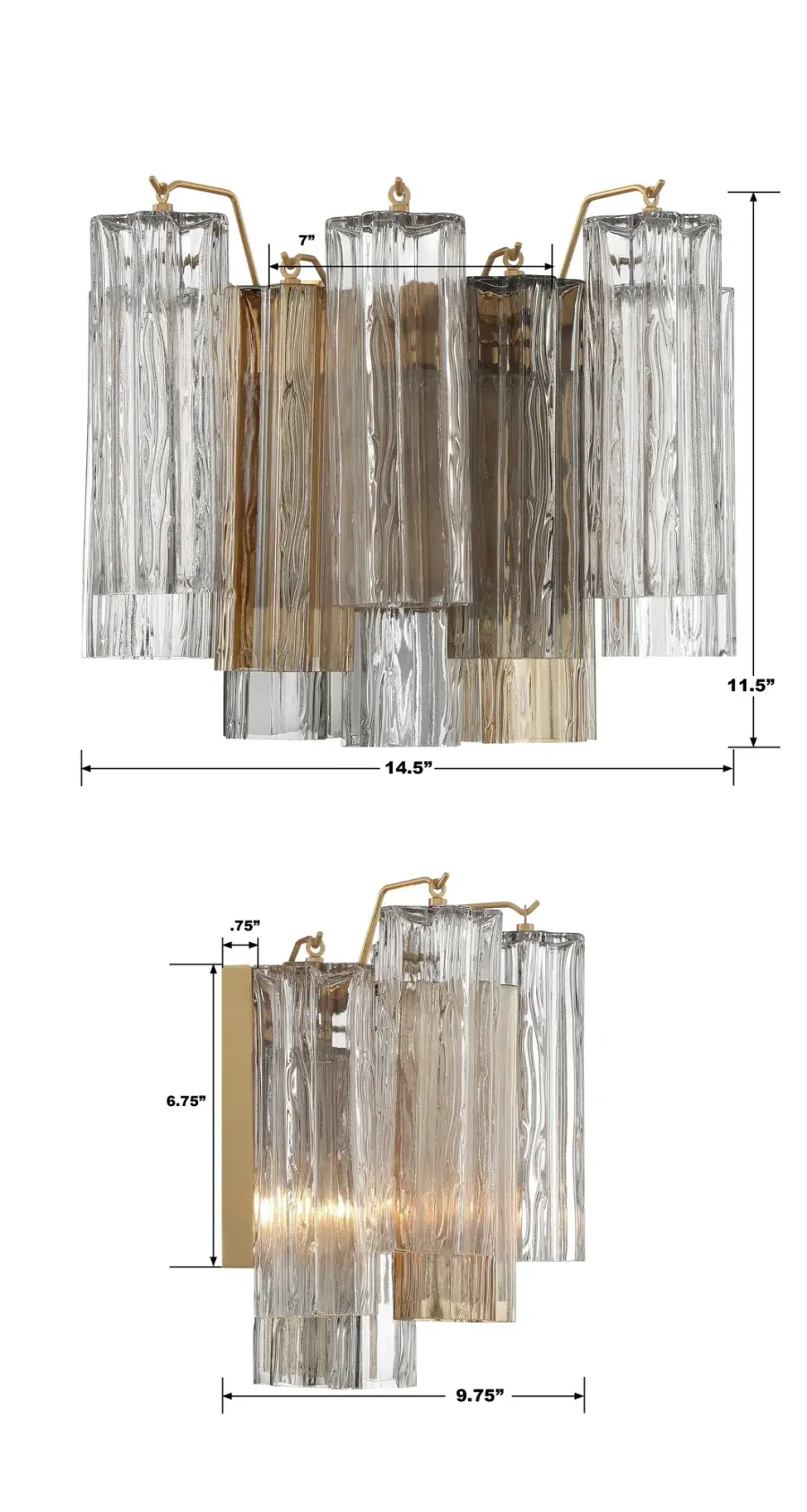 Addis 14.5" Wall Sconce in Polished Chrome with Autumn Glass - Image 45