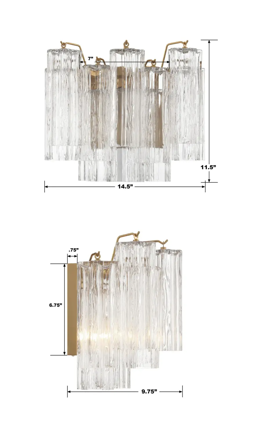Addis 14.5" Wall Sconce in Polished Chrome with Autumn Glass - Image 50