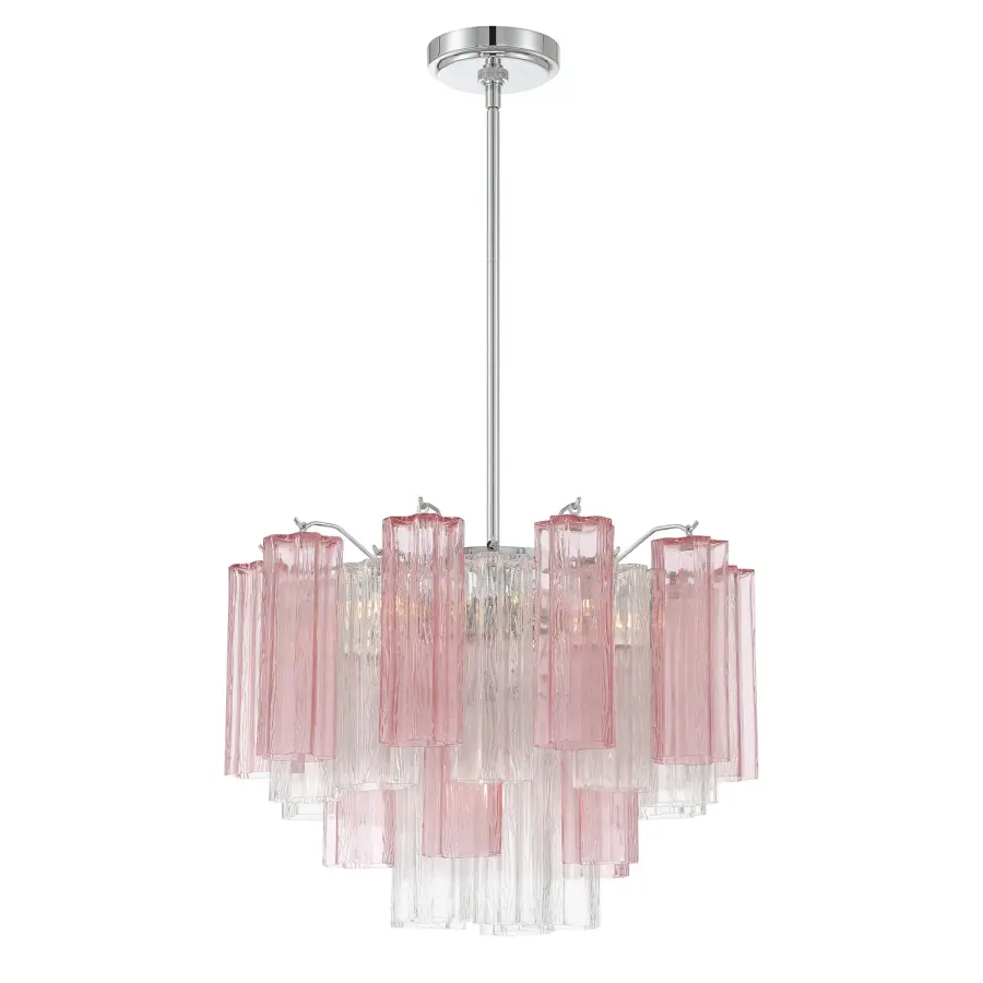 Addis 19.75" Chandelier in Aged Brass with Amber Glass - Image 1