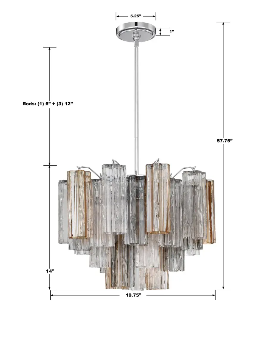 Addis 19.75" Chandelier in Aged Brass with Amber Glass - Image 14