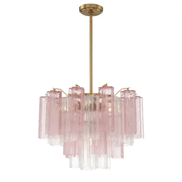 Addis 19.75" Chandelier in Aged Brass with Amber Glass - Image 36