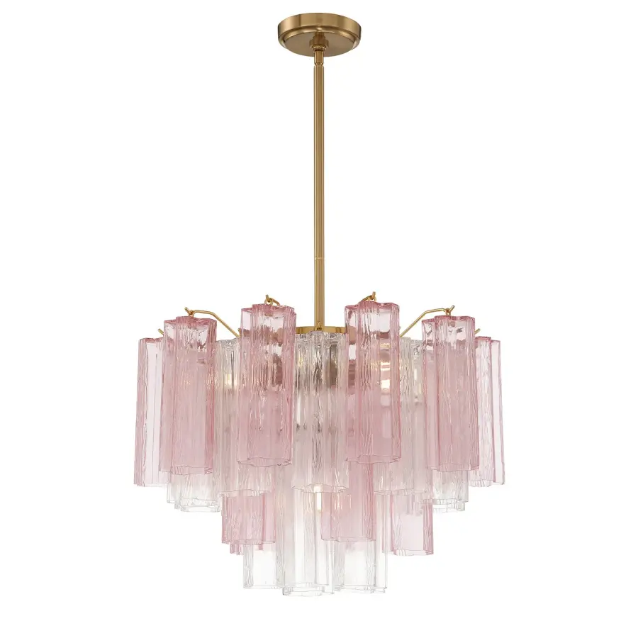 Addis 19.75" Chandelier in Aged Brass with Amber Glass - Image 36