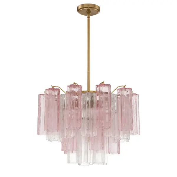 Addis 19.75" Chandelier in Aged Brass with Amber Glass - Image 37