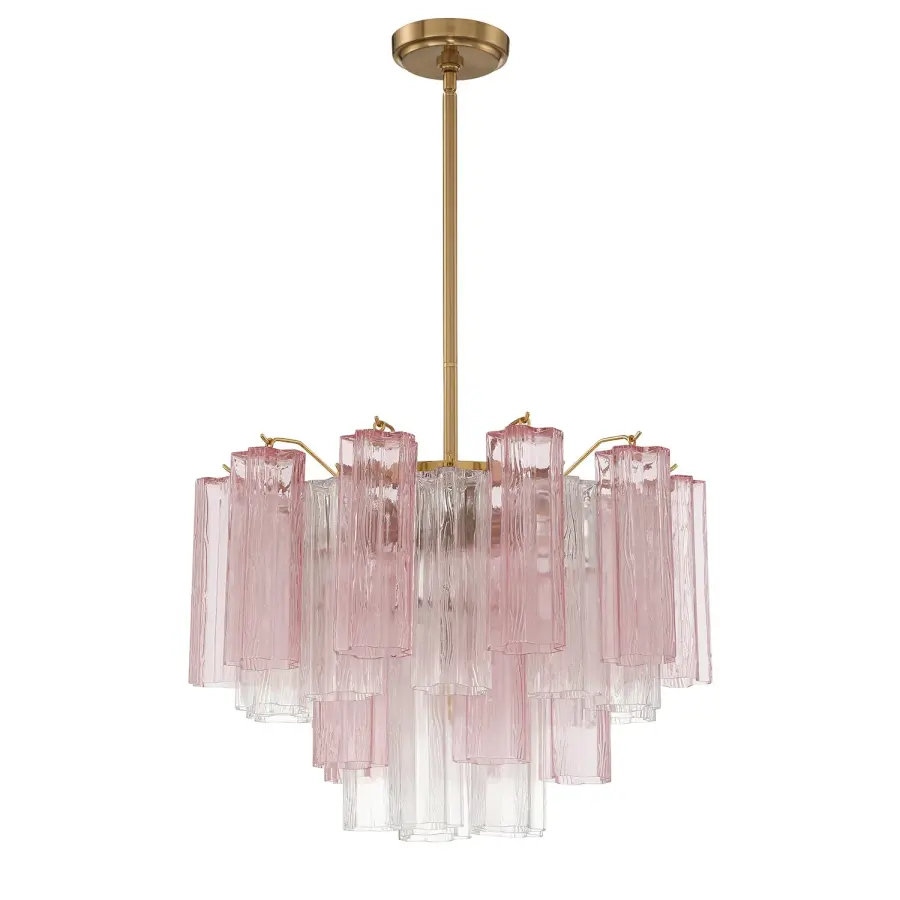 Addis 19.75" Chandelier in Aged Brass with Amber Glass - Image 37