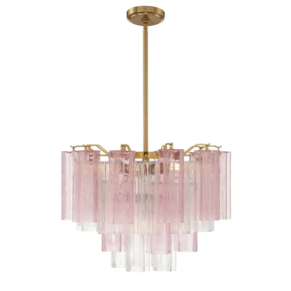Addis 19.75" Chandelier in Aged Brass with Amber Glass - Image 39