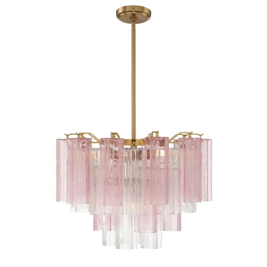 Addis 19.75" Chandelier in Aged Brass with Amber Glass - Image 39