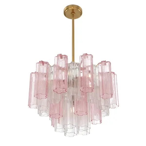 Addis 19.75" Chandelier in Aged Brass with Amber Glass - Image 40
