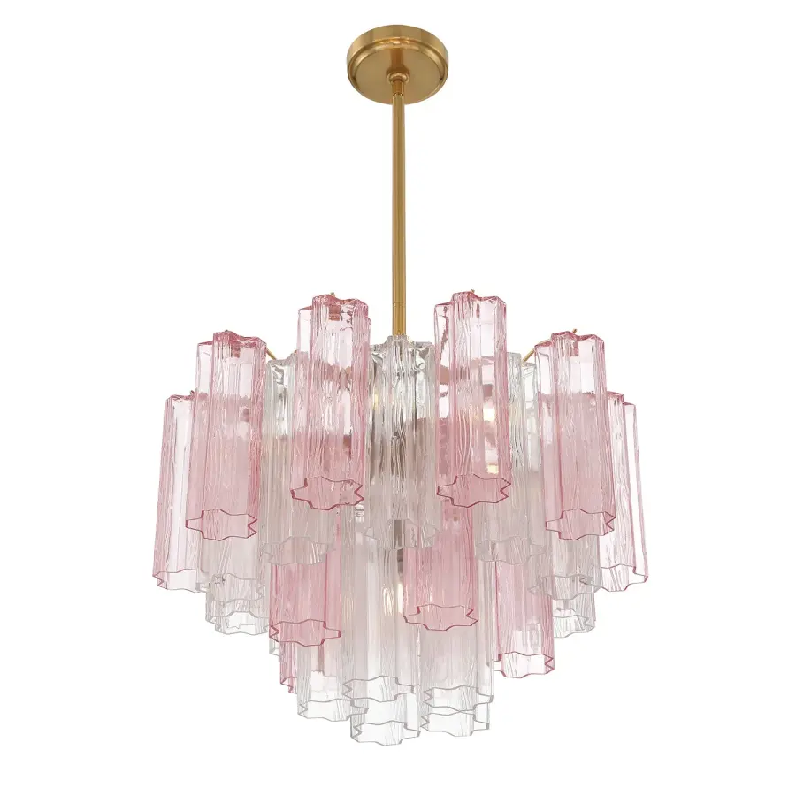 Addis 19.75" Chandelier in Aged Brass with Amber Glass - Image 40