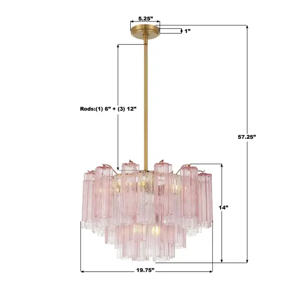 Addis 19.75" Chandelier in Aged Brass with Amber Glass - Image 43