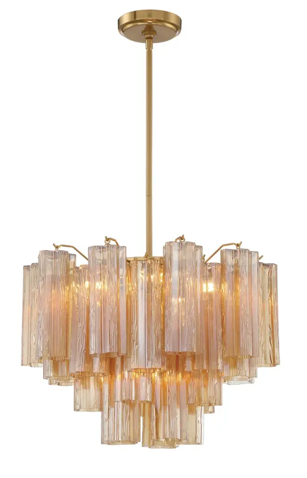 Addis 19.75" Chandelier in Aged Brass with Amber Glass - Image 44