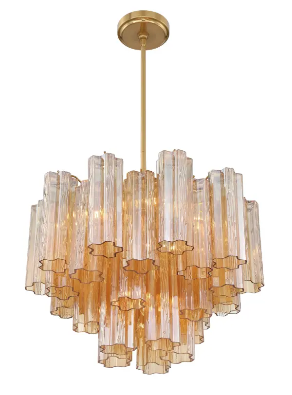 Addis 19.75" Chandelier in Aged Brass with Amber Glass - Image 46