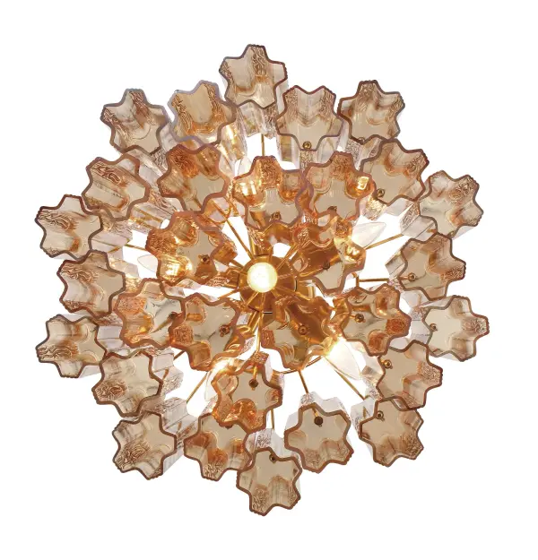 Addis 19.75" Chandelier in Aged Brass with Amber Glass - Image 47