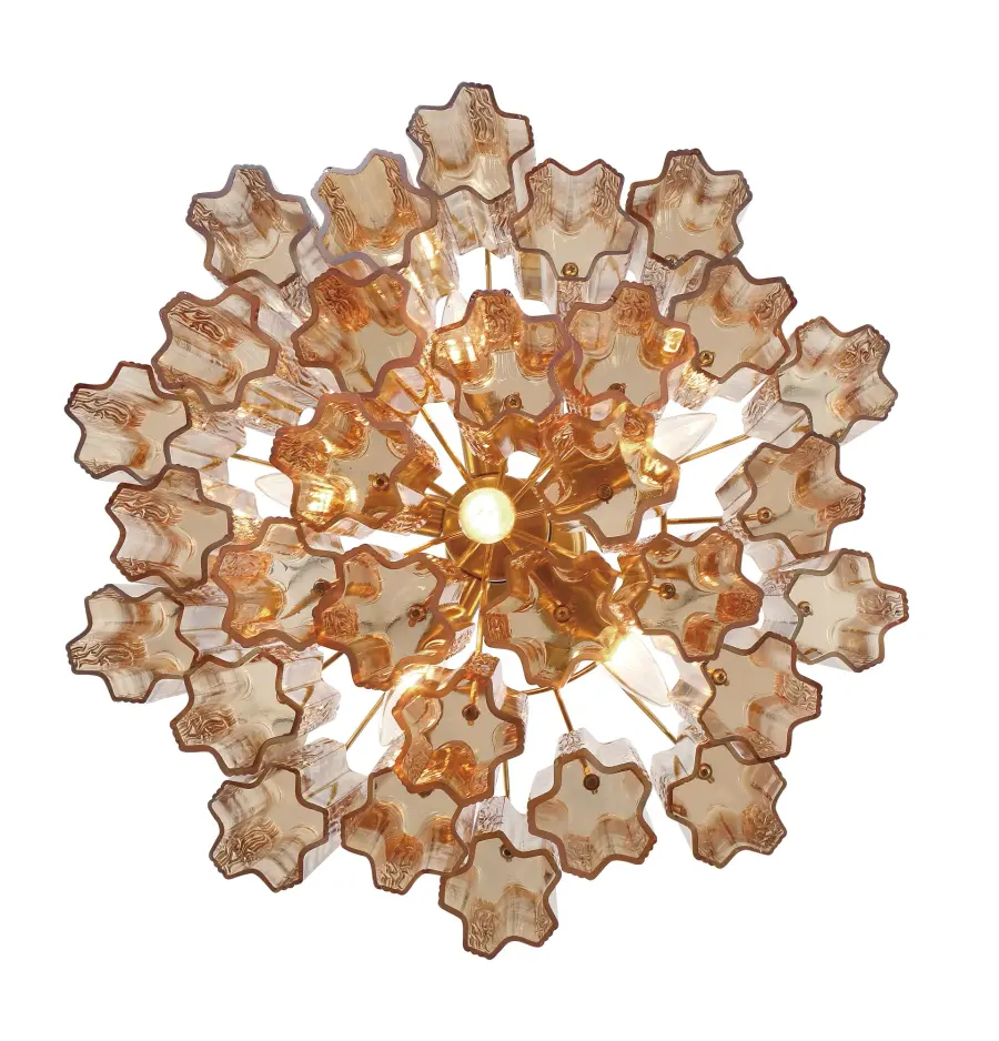 Addis 19.75" Chandelier in Aged Brass with Amber Glass - Image 47