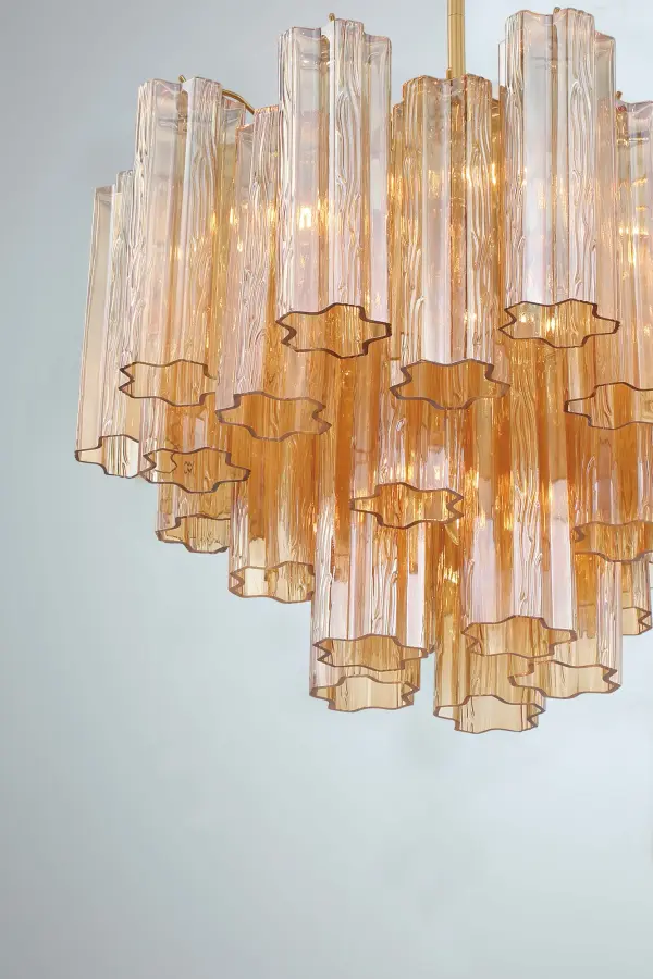 Addis 19.75" Chandelier in Aged Brass with Amber Glass - Image 48