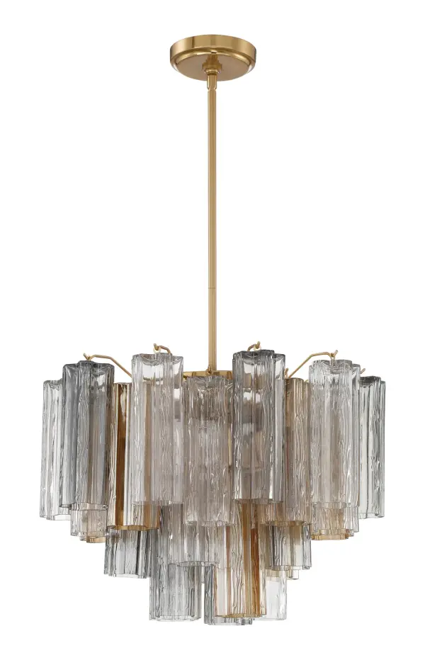 Addis 19.75" Chandelier in Aged Brass with Amber Glass - Image 51