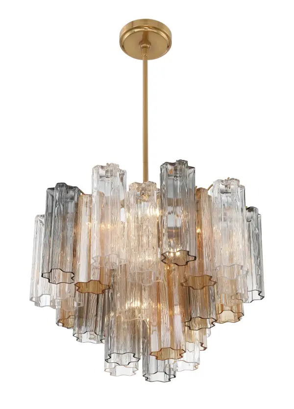 Addis 19.75" Chandelier in Aged Brass with Amber Glass - Image 53