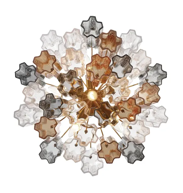 Addis 19.75" Chandelier in Aged Brass with Amber Glass - Image 54