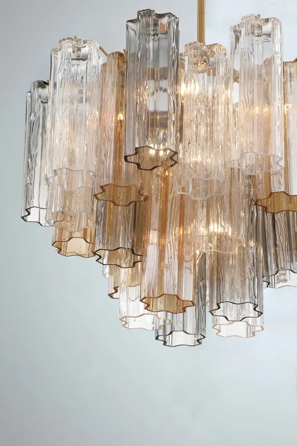 Addis 19.75" Chandelier in Aged Brass with Amber Glass - Image 55