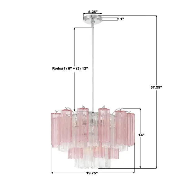 Addis 19.75" Chandelier in Aged Brass with Amber Glass - Image 7