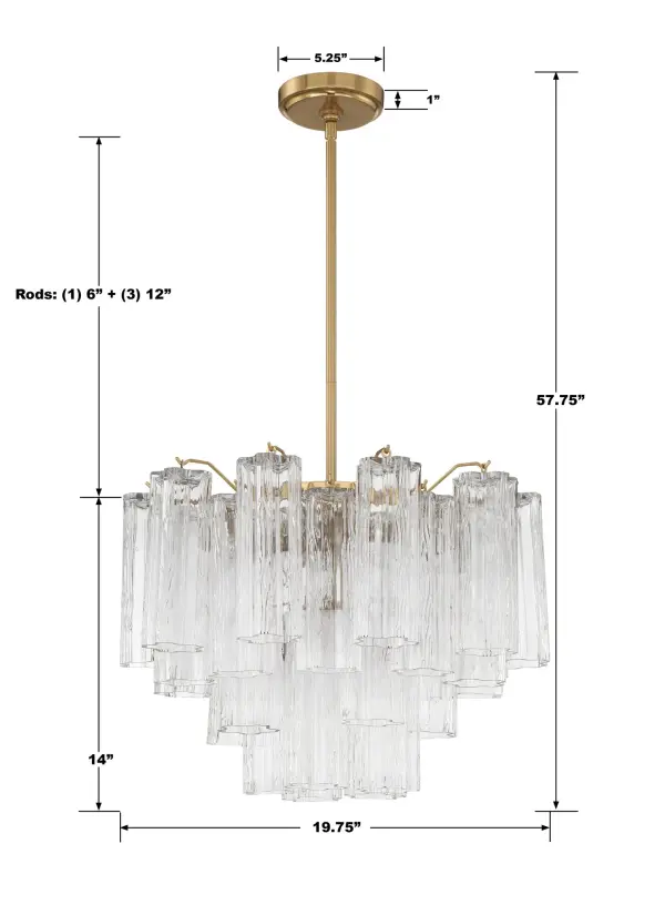 Addis 19.75" Chandelier in Aged Brass with Amber Glass - Image 65