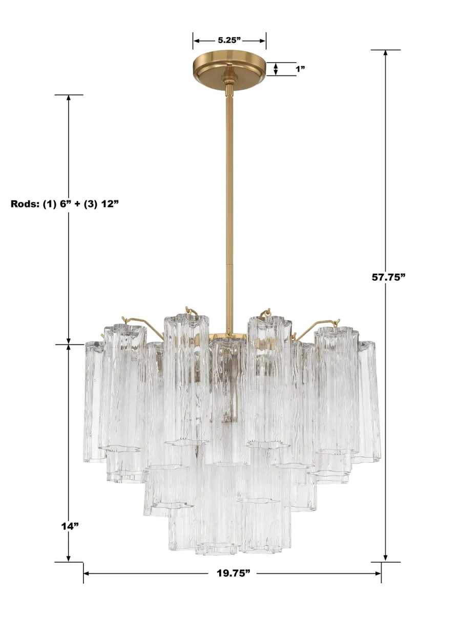 Addis 19.75" Chandelier in Aged Brass with Amber Glass - Image 65