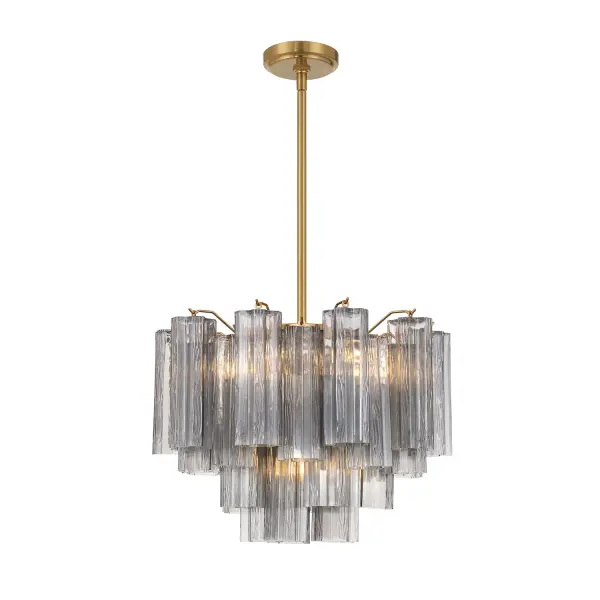 Addis 19.75" Chandelier in Aged Brass with Amber Glass - Image 66