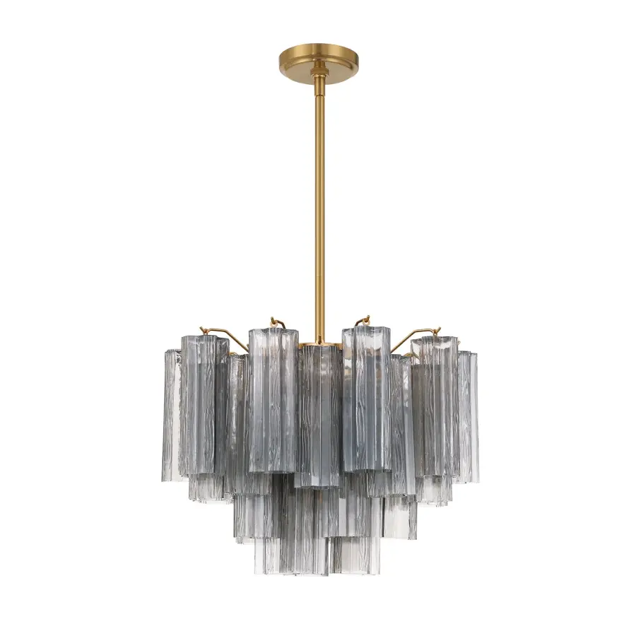 Addis 19.75" Chandelier in Aged Brass with Amber Glass - Image 67