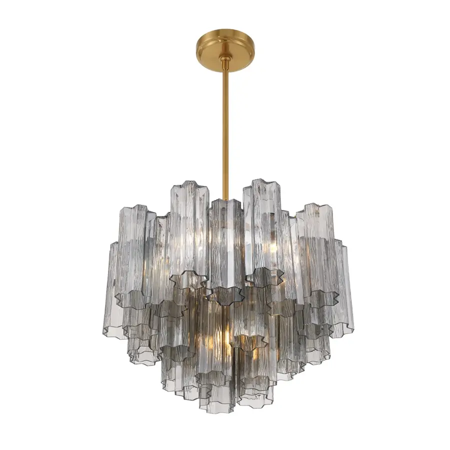 Addis 19.75" Chandelier in Aged Brass with Amber Glass - Image 69