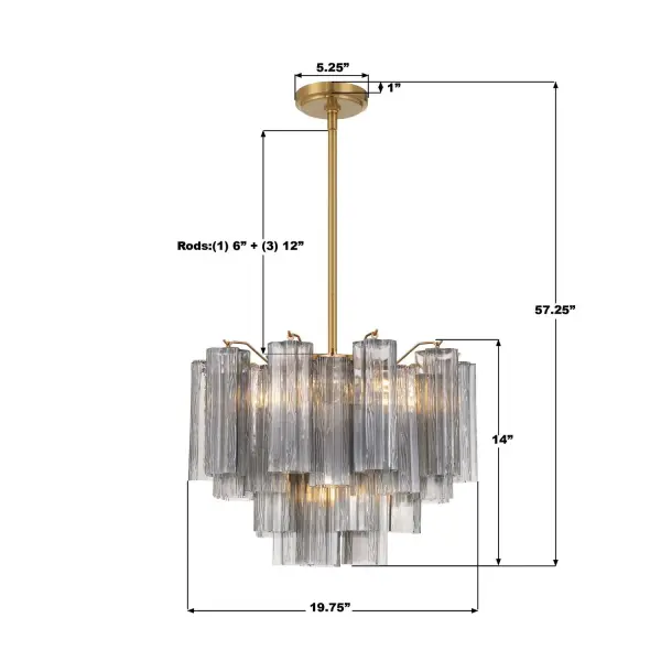 Addis 19.75" Chandelier in Aged Brass with Amber Glass - Image 72