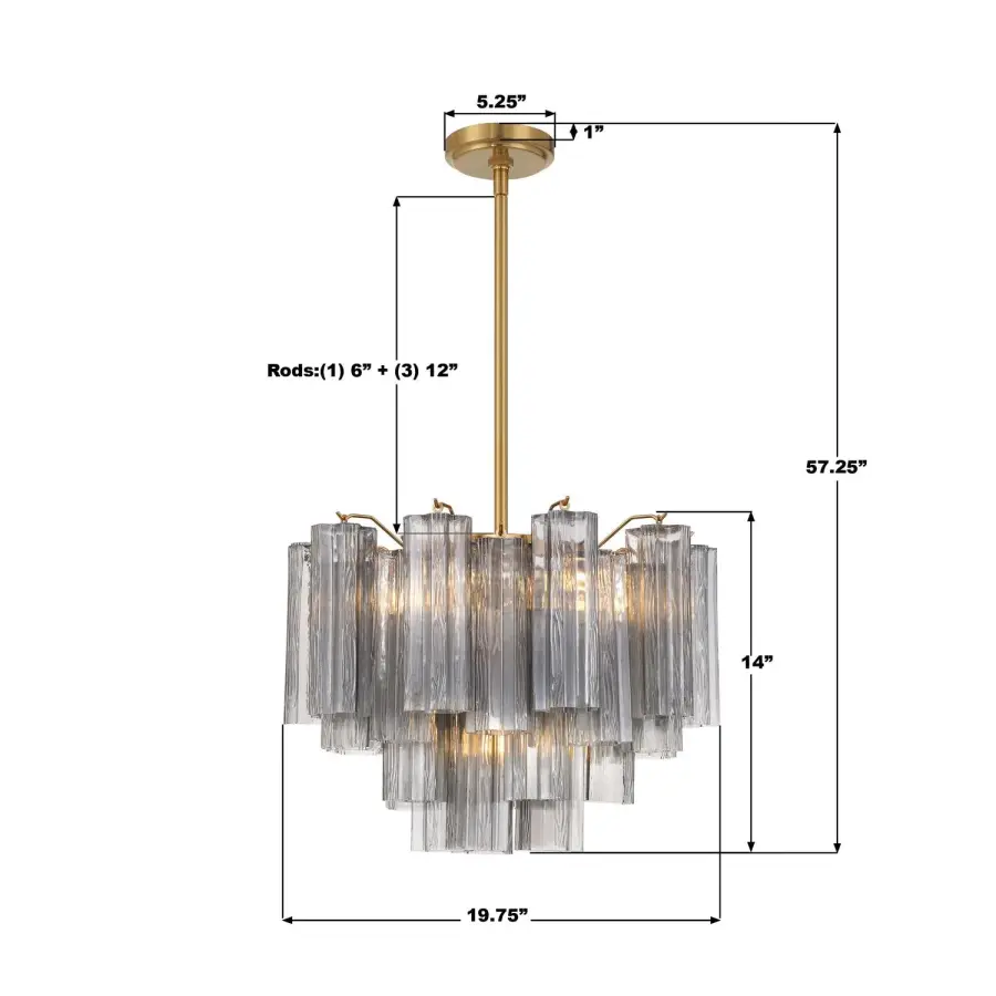 Addis 19.75" Chandelier in Aged Brass with Amber Glass - Image 72