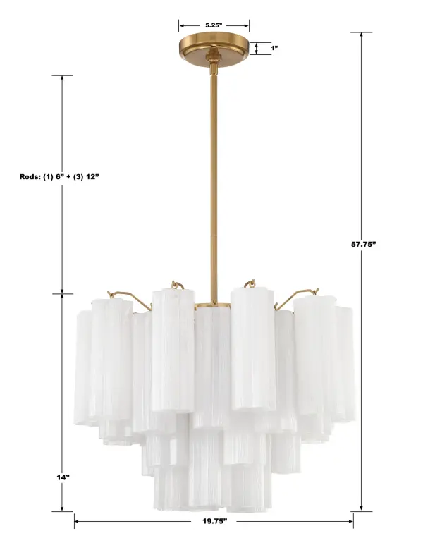 Addis 19.75" Chandelier in Aged Brass with Amber Glass - Image 79