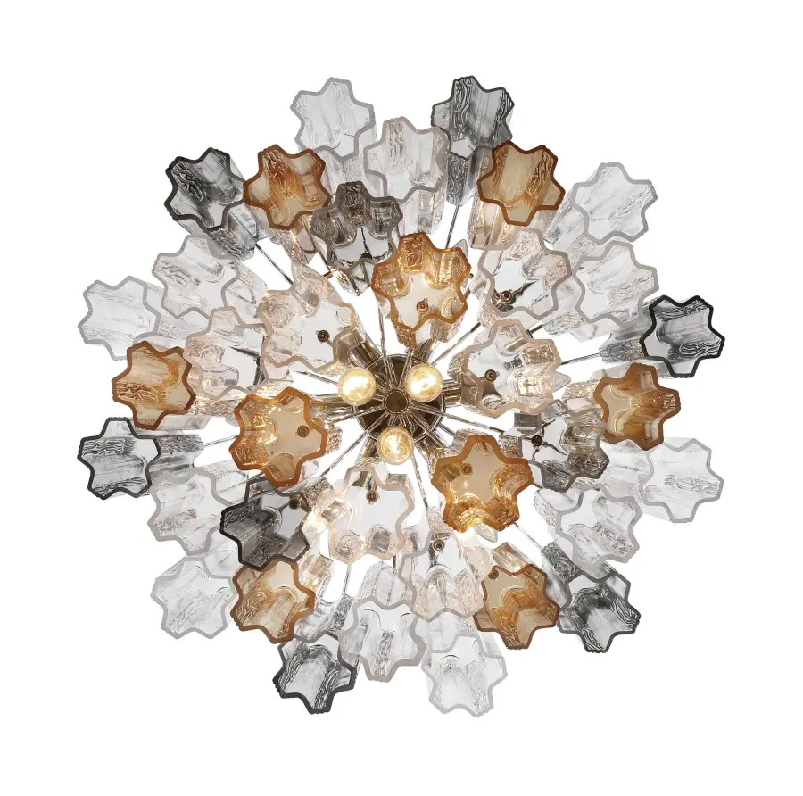 Addis 22" Chandelier in Aged Brass with Amber Glass - Image 11