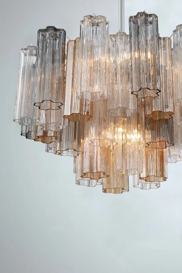 Addis 22" Chandelier in Aged Brass with Amber Glass - Image 12