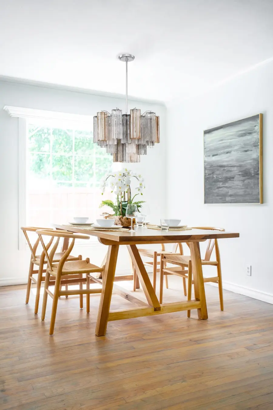 Addis 22" Chandelier in Aged Brass with Amber Glass - Image 13